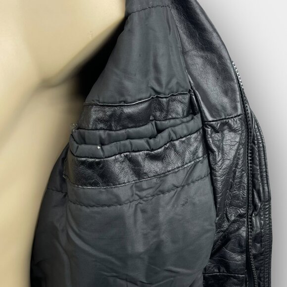 Sears black leather Thinsulate-lined moto / bomber jacket size 42 - Picture 8 of 15